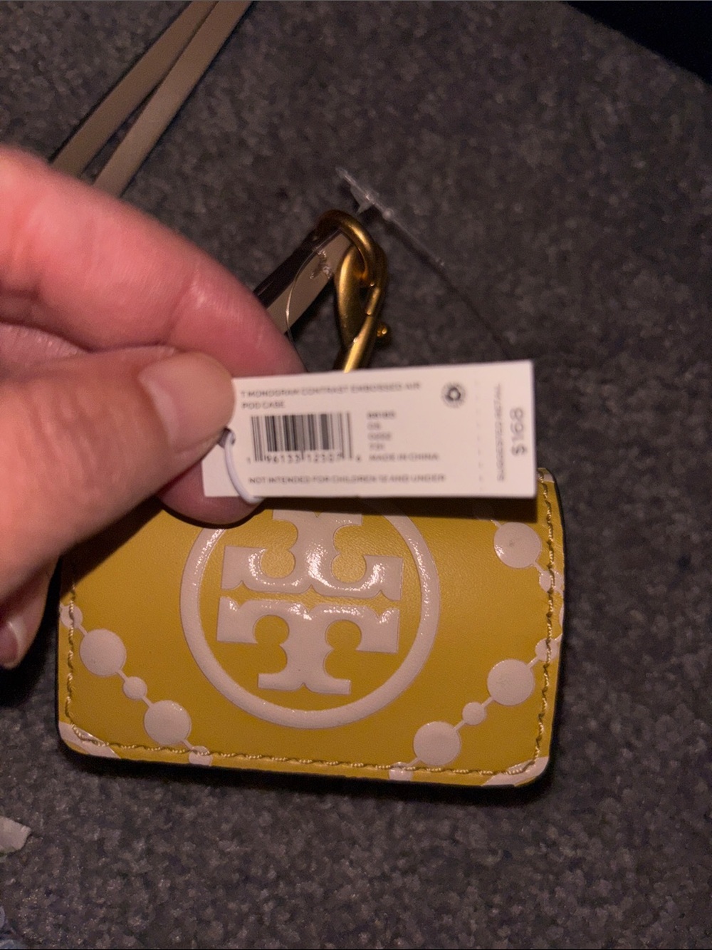 Tory Burch Yellow Leather Air Pod case. - Picture 3 of 7